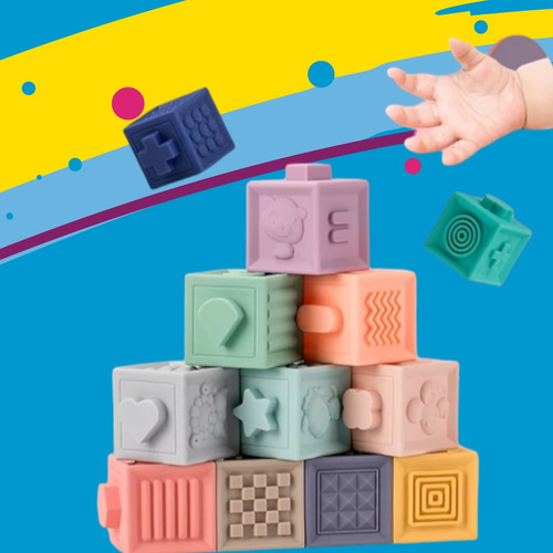 Imagen 3 de 5 de Tacos De Silicon Para Bebe. Juguetes Sensorial Y Educativo