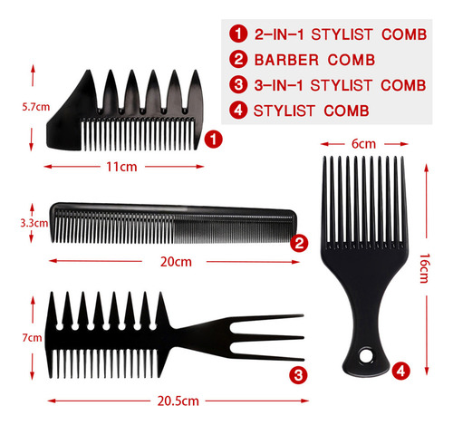 Set De.peines Para Peluquería Cabello Hombre