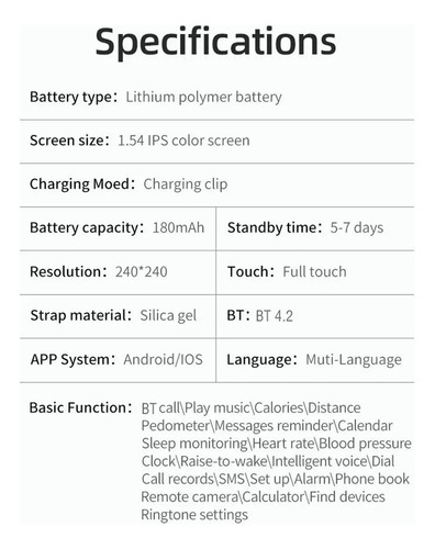 Asd 1.54 Deportes Bluetooth Smart Watch T500 Plus