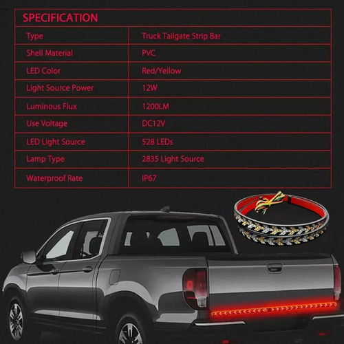 Luz Led For Camión Y Coche De 120 Cm Con Luz Trasera