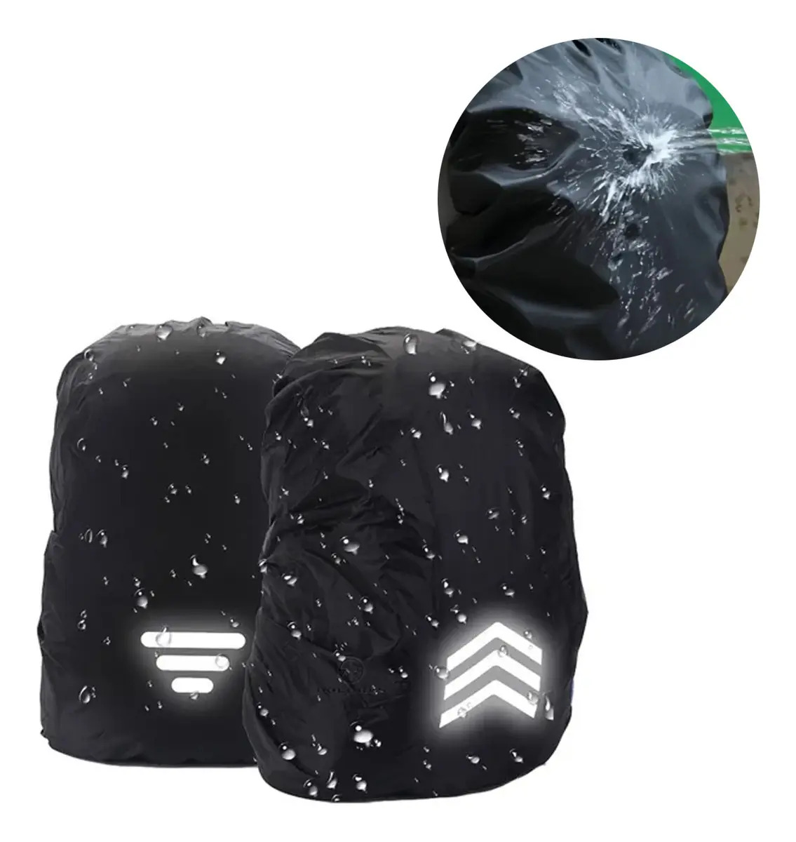 Funda Impermeable Negra XTWE Mochila con Tira Reflectante Campismo Ciclismo