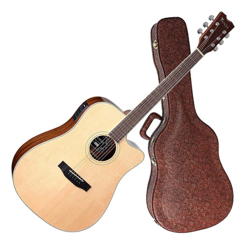 Violão Elétrico Folk Aço Emd370ce Nt Natural Eagle Com Case