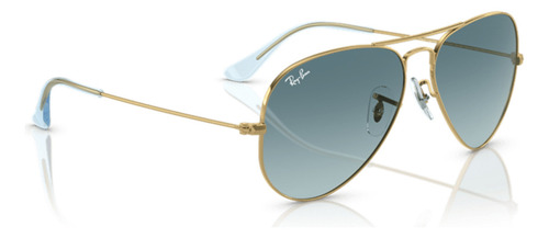 Óculos de sol Rayban Classic Aviator 001, 3 m, ouro brilhante, azul escuro, cristais gradientes, 55 mm, pequenos, originais com estojo e garantia