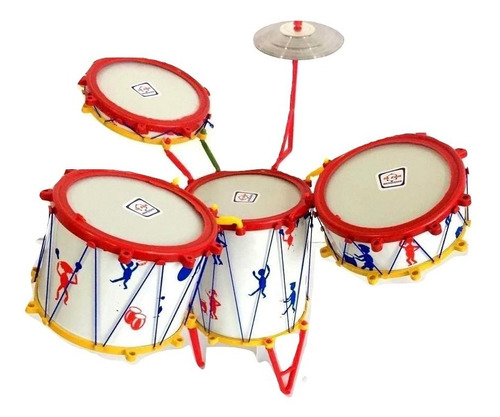 Bateria Musical Infantil Mini Tambor Baqueta Prato Bebetabum
