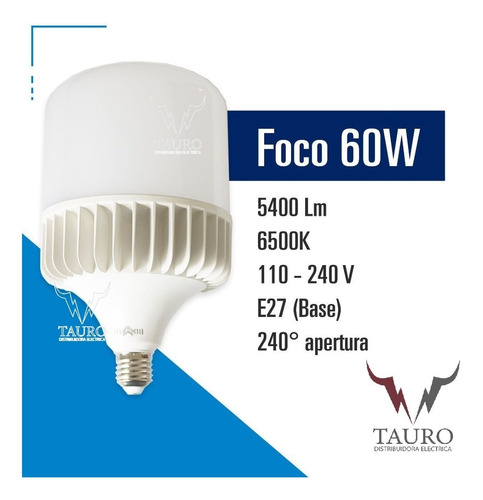 Foco Led 60w Industrial Tipo Bala Super Potente Luz Fria