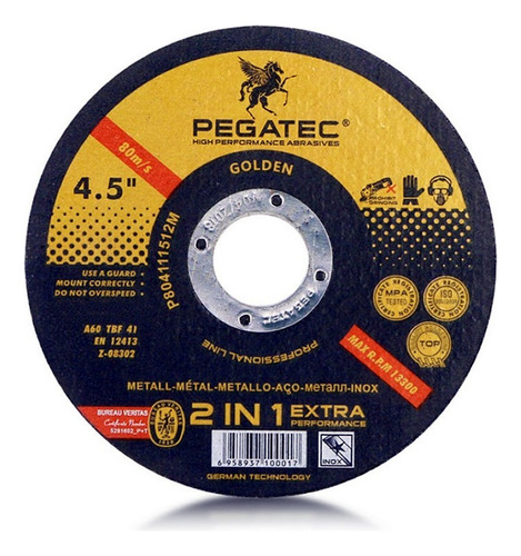Disco De Corte Pegatec 4 1/2 X 1,0mm - Caixa 10 Unid.