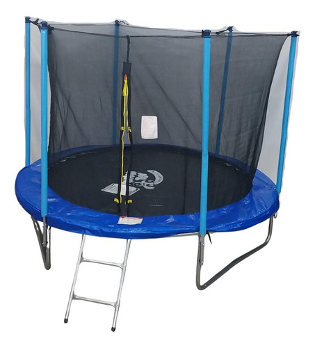 Cama Elastica O Trampolin 2,44 Super Reforzada + Seguridad ! Lona De Salto Negro Cobertor De Resortes Azul