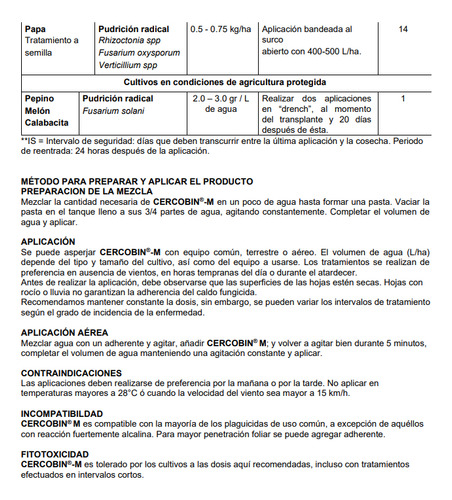 Cercobin M Fungicida Tiofanato Metilico Basf