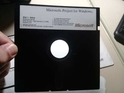 Microsoft Project Antigo Para Windows 3.11 Disquete 5 1/4 (Usado)