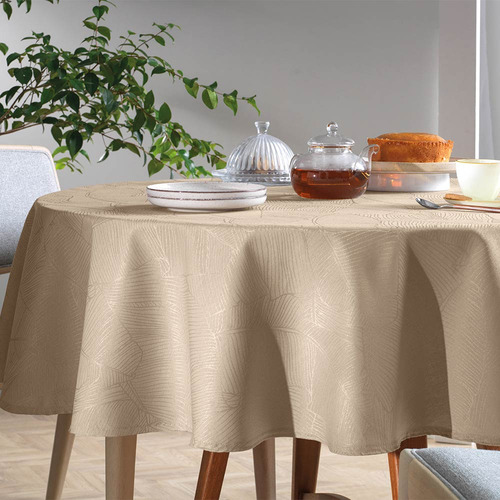 Toalha De Mesa Karsten Sempre Limpa Herbare Marrom 6 Lugares