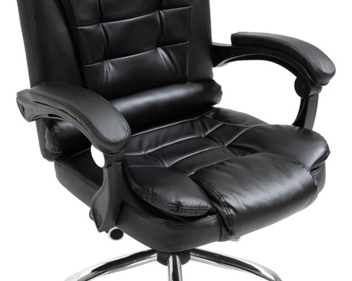 Silla de Oficina Presidente Color Negro Cuero Sintético Chimex Moveis 028-P2P-SA