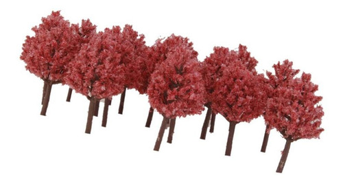 20pcs Modelo Árboles Ciprés Rojo Plástico Para Paisaje De