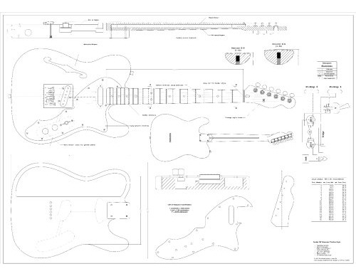 Caja Sólida De Guitarra E Planos A Escala Completa Para La G