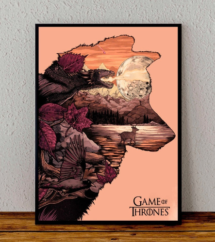 Cuadro 33x48 Poster Enmarcado Game Of Thrones Serie Hbo