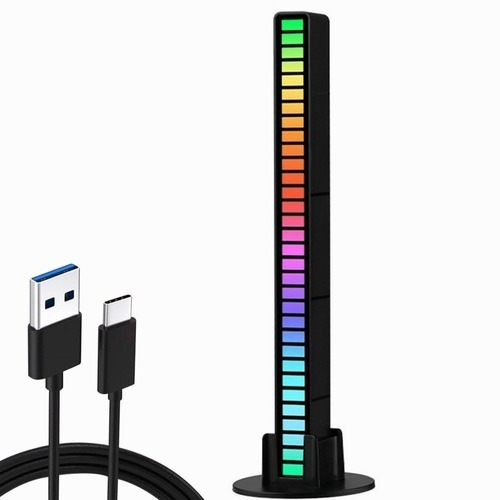 Barra Luz Led Audio Rítmico Rgb Gamer Tiktok Streamer Auto