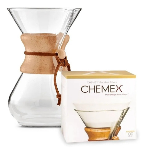 Cafetera Chemex 6 Tazas + 100 Filtros Papel Chemex Original