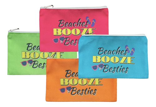 Bolsos De Cosméticos Beaches Booze & Besties (set De 4...