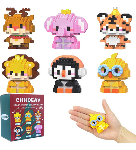 Paquete De 6 Minibloques De Construcción Con Animales Para N