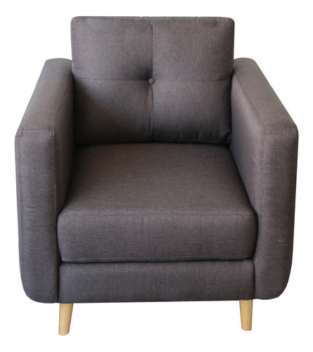 Sillon Cubo 1 Plaza - Madera Y Tapiz Color Gris