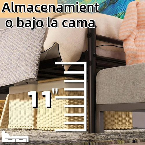 Base De Cama Metal Soporte Recamara Individual Con Cabecero