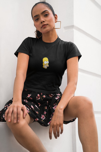 Playera Crop Top Simpson Bart Bordado Mujer Croptop Moda