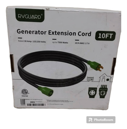 Cable De Extensión Para  Generadores Eléctricos 30 Amp 10ft