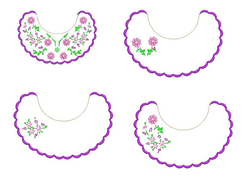 Diseño Matrices Para Maquinas Bordadoras Cuello Flores 23cm