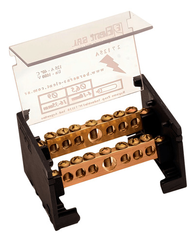 Repartidor Bipolar 7/125 Amp. C/tapa -prof - 2  7  125ap