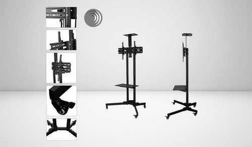 Imagem 6 de 9 de Suporte Chão Piso Pedestal Para Tv Com Rodas