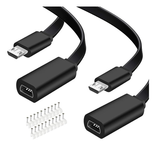 Paquete De 2 13ft Micro Usb Cable De Extensión Para Zmodo, C