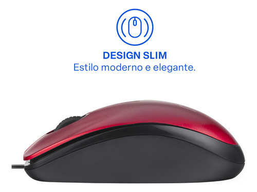Mouse Com Fio Mf400 180cm Usb Vermelho Multi - Mo390