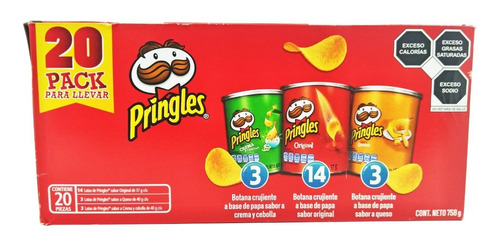 Pringles Mix Pack Papas Botana 20 Piezas 3 Sabores 758 Gr