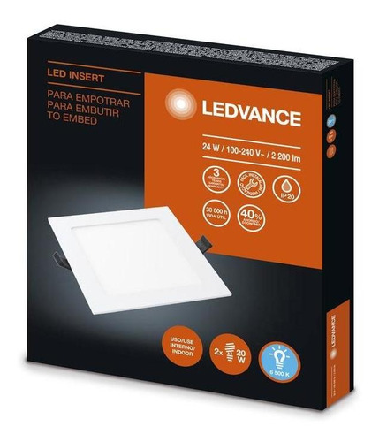 Imagen 2 de 5 de Panel Led Ledvance Embutir Cuadrado 24w Luz Fria