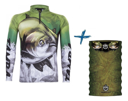 Camiseta De Pesca Proteção Solar Uv King Atack 05 + Bandana