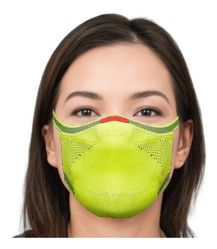 Máscara De Proteção 3d Knit Fiber  Verde Limão M Com 1 Refil