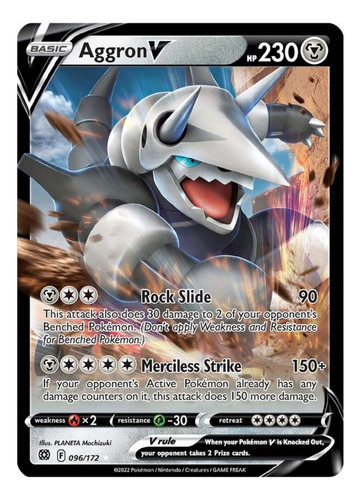 Pokémon Tcg: Aggron V 096/172 Brilliant Stars (ultra Rare) Aggron V Inglés (Usado)