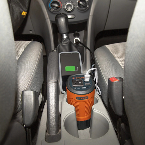 Imagen 3 de 3 de Inversor De Corriente Carro 12v A 110v 120w Truper 10447