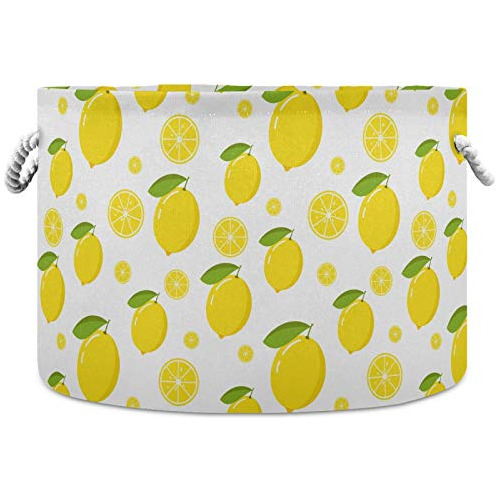 Storage Basket Fresh Lemon Yellow Pattern Nursery Hamper Can
