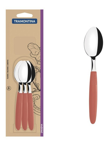 Set X 3 Cucharitas De Té Tramontina Ipanema Color Salmón