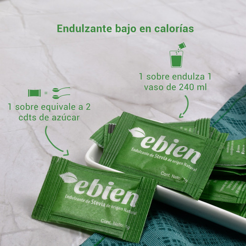 Ebien Endulzante De Stevia En Sobres 1000 Piezas