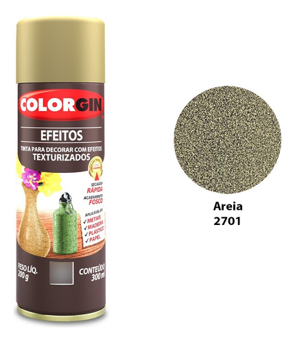 Tinta Spray Colorgin Efeitos Texturizados 300ml Cor Areia