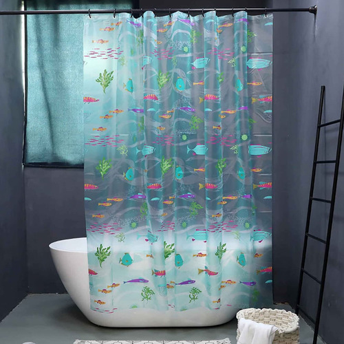 Cortina Ducha Pez Tropical Impermeable Transparente Eva Baño