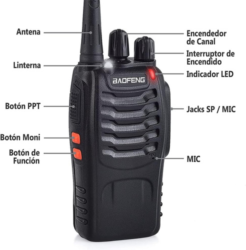 Radio Transmisor 2 Vías Baofeng Bf-888s Negro Bandas De Frecuencia Uhf