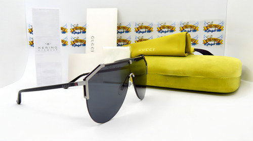 Lentes De Sol Gucci Gg0584s Iconic Shape Shield Oversized Made In Italy 99mm Unisex Hombre Mujer
