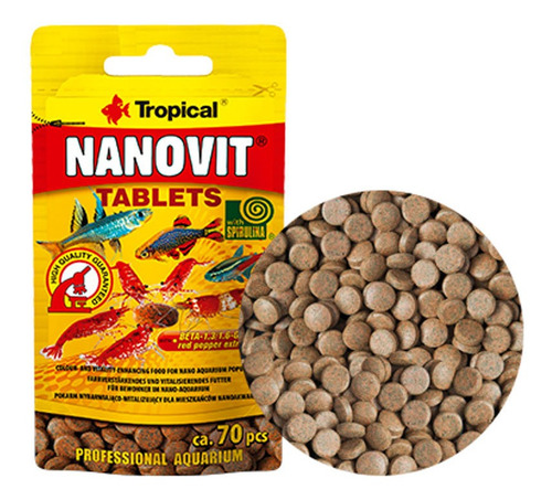 Ração Tropical Nanovit Tablets 10g Para Peixes Pequenos