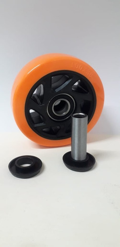Imagem 2 de 5 de Rodizio 4 Pol. Fixo C/rolamento Esfera Laranja/preto 140 Kg