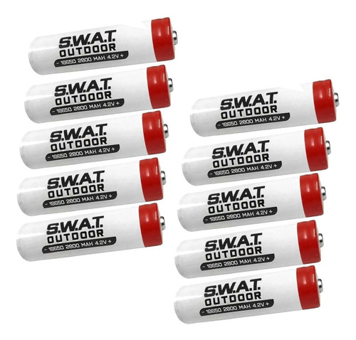 Imagen 1 de 10 de Pack X 10 Bateria Pila Recargable Swat 18650 2800 Mah 4.2 V