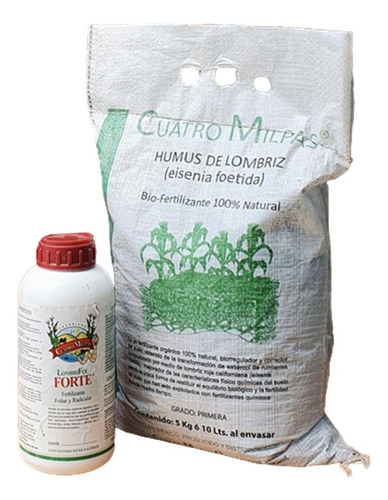 Humus De Lombriz 5kg + Lombrifol Forte Líquido 1 Litro