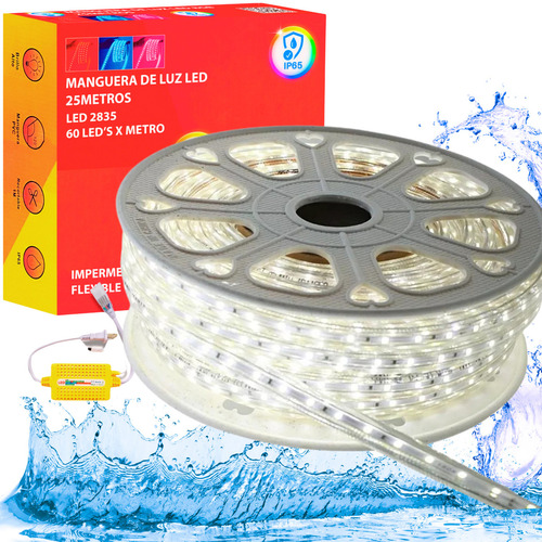 Manguera Led 2835 Unicolor 25 Metros Impermeable Luz Led Color de la luz Blanco frío