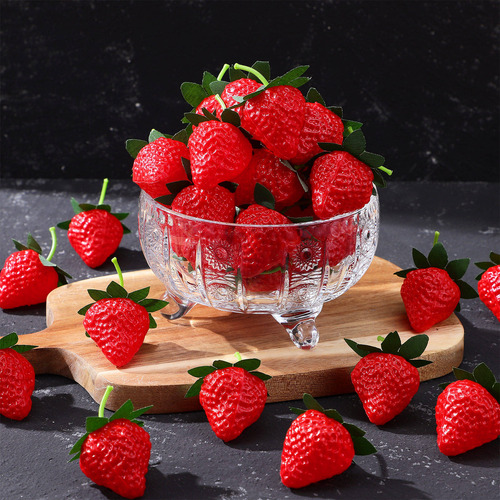 50 Unidades De Fresas Artificiales, Fresas Falsas